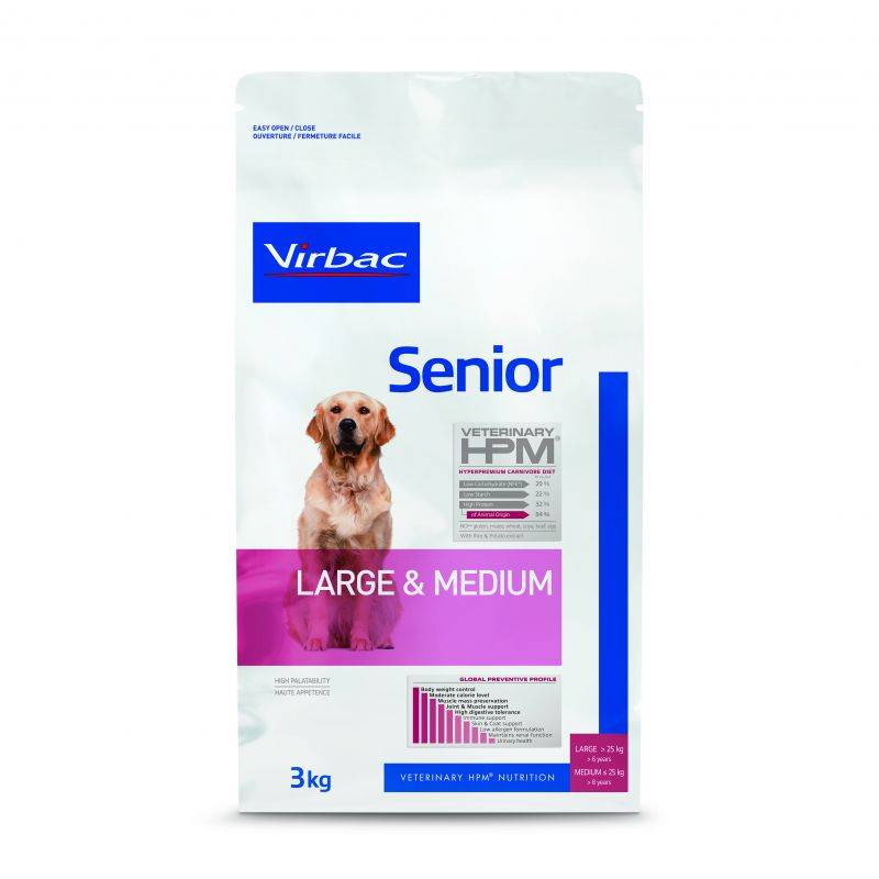 CROQUETTES CHIEN VETERINARY HPM DOG SENIOR LARGE & MEDIUM - VIRBAC 3 kg - Image 1
