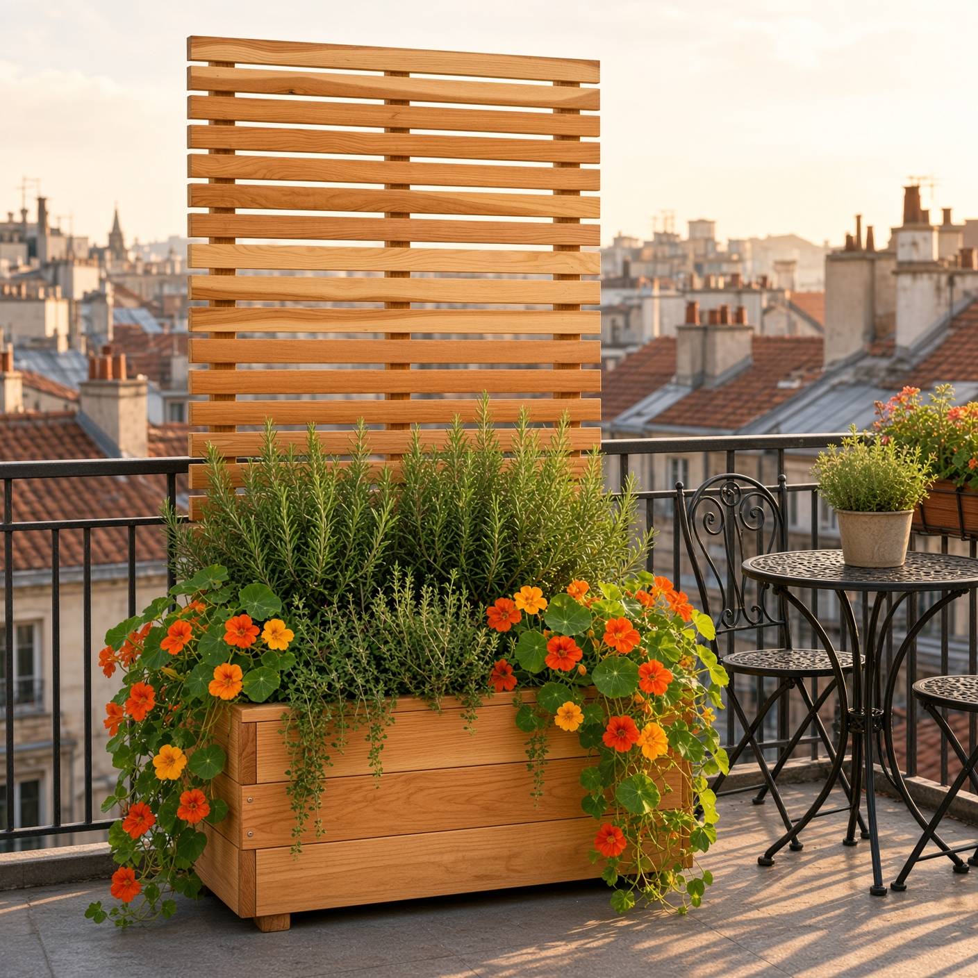 Jardinière brise-vue en mélèze « Horizon » H 231 x L 39 x P 43 cm – bac de plantation et panneau à lames horizontales – kit - Image 2