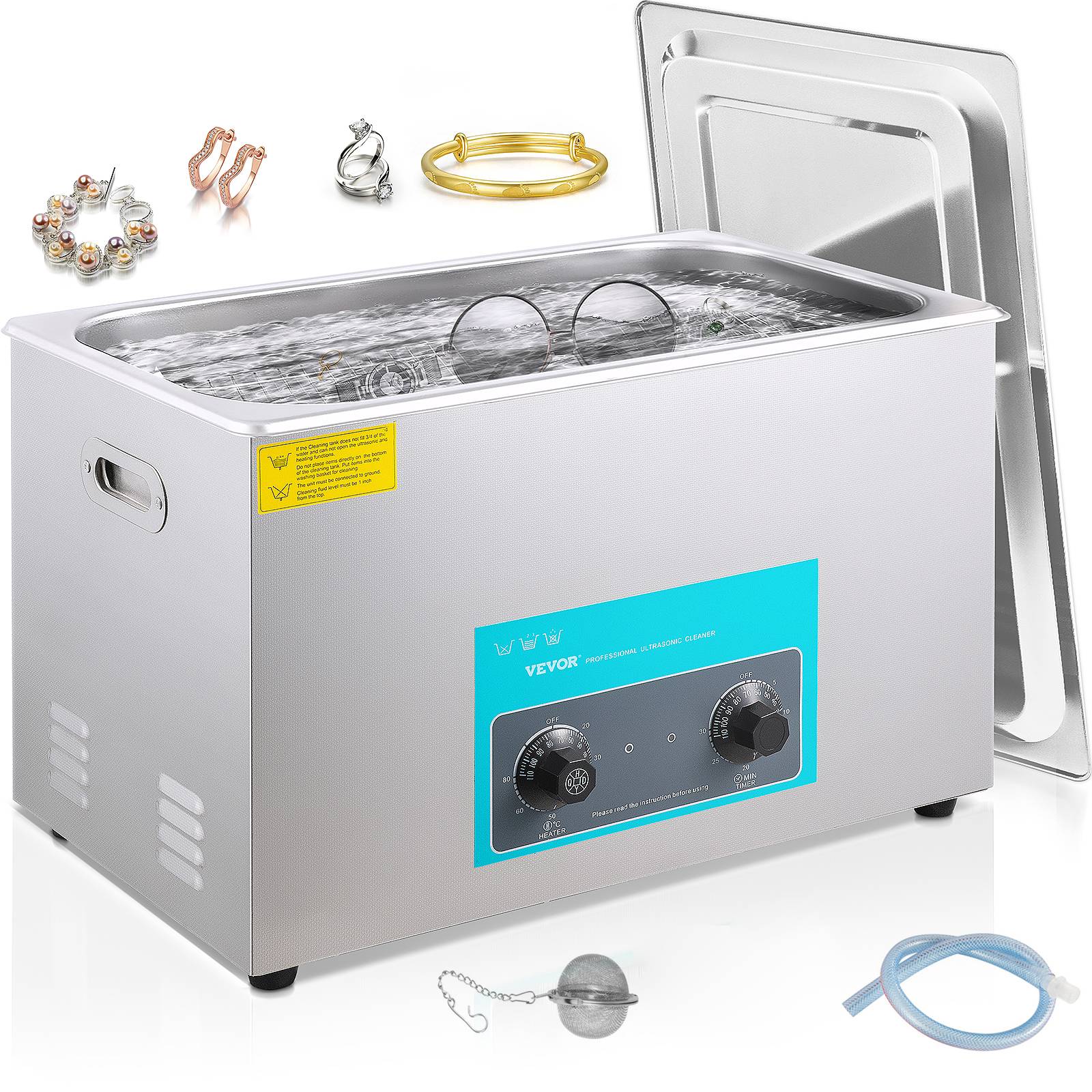 VEVOR Nettoyeur ultrasons 30L avec chauffage et minuterie pour bijoux montres. - Image 1