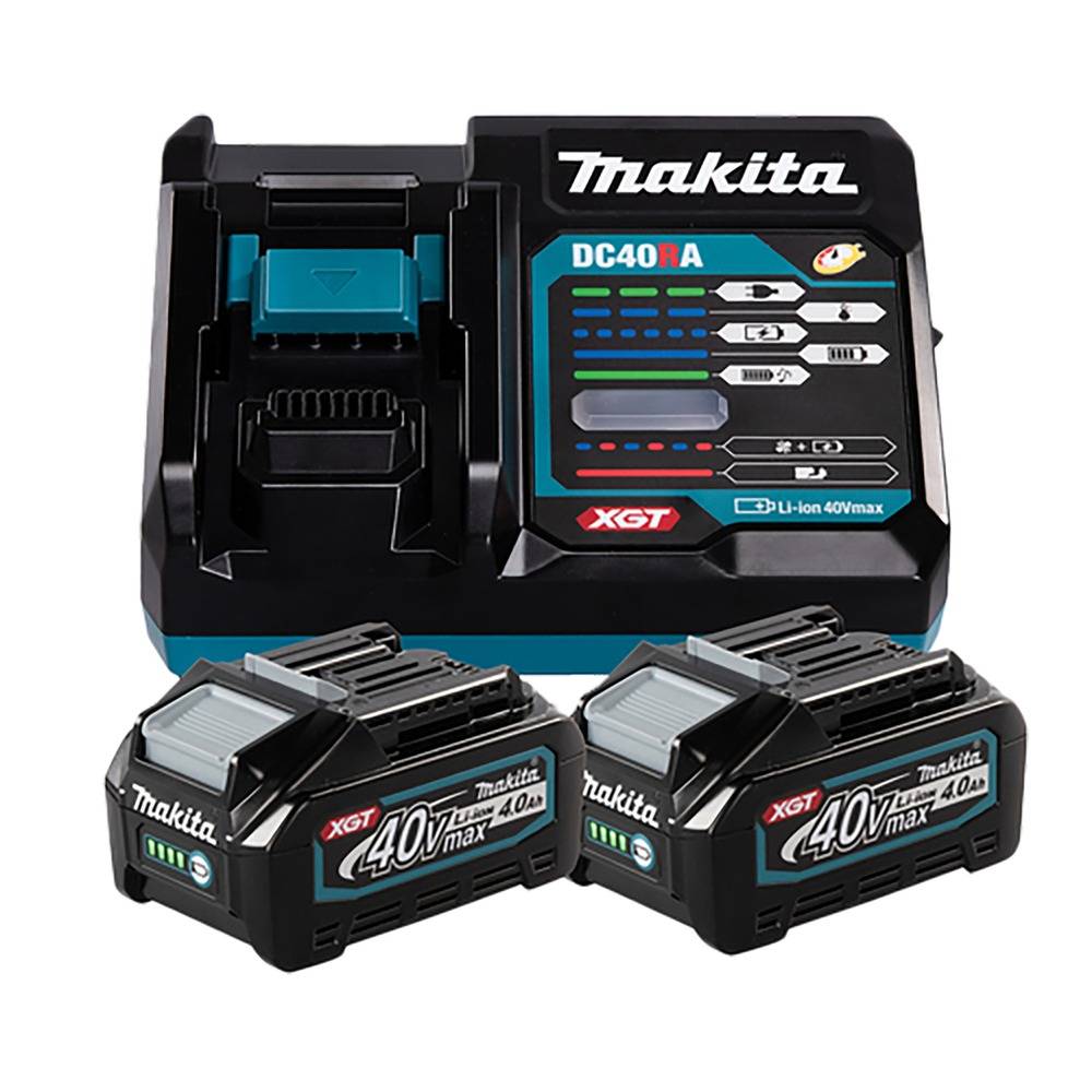 Pack de composé de 2 batteries XGT BL4040 40Vmax 4Ah et 1 chargeur rapide DC40RA - MAKITA - 191L77-9 - Image 1