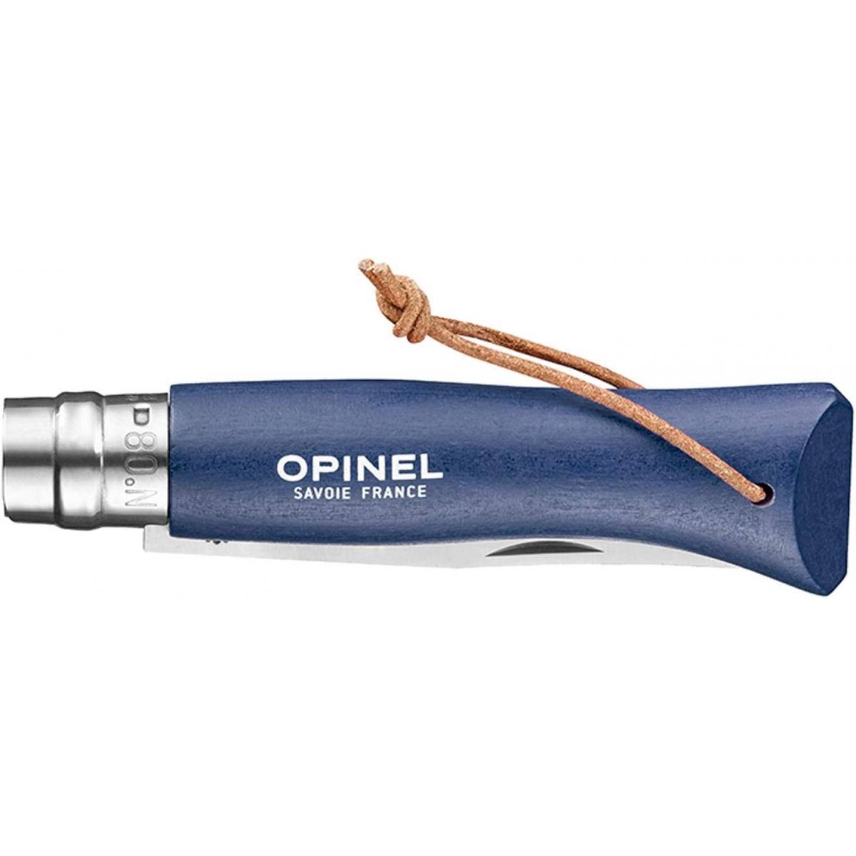 Opinel - Couteau Baroudeur n°8 - lame 8.5 cm bleu avec lien en cuir - Image 2