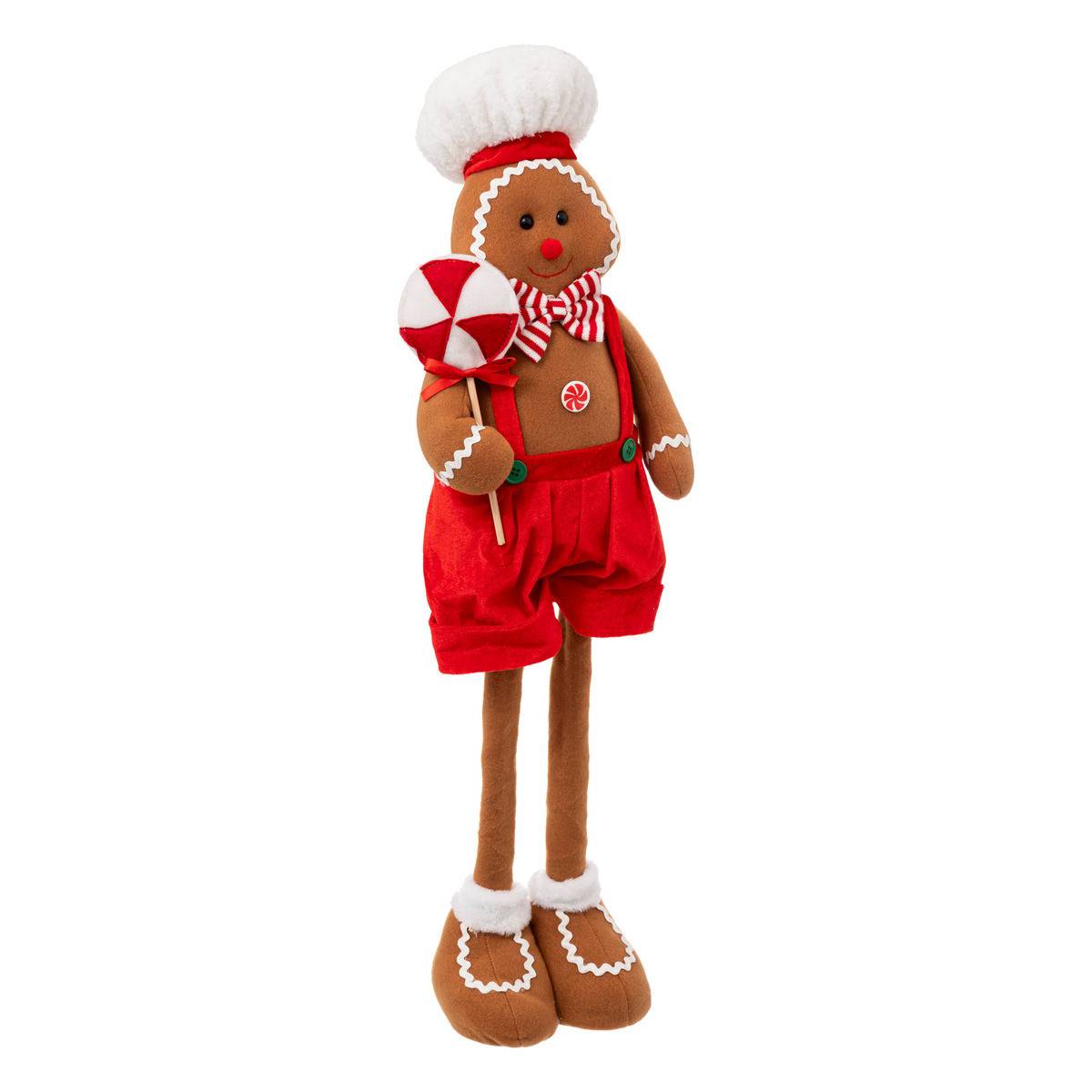 Fééric Lights & Christmas - Déco de Noël Bonhomme Pain d'épice télescopique habit rouge et blanc H maxi 85 cm - Image 1