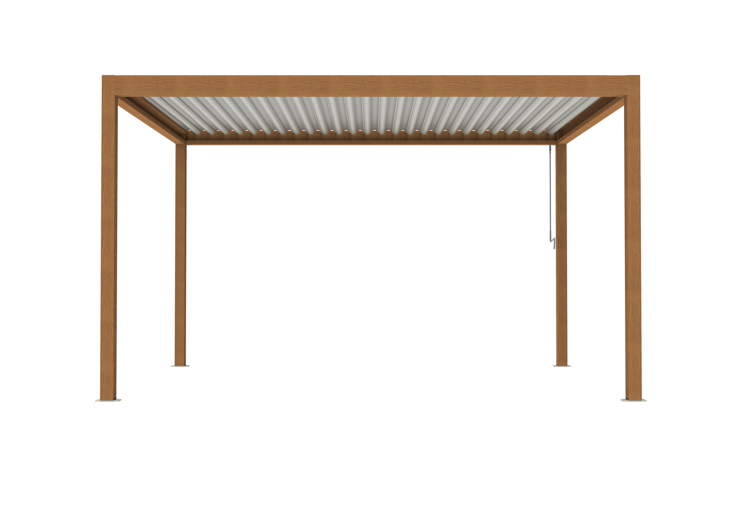 Pergola Bioclimatique Aluminium Autoportante Aspect Bois 4x3 Manuelle S ORIAL France - Image 6