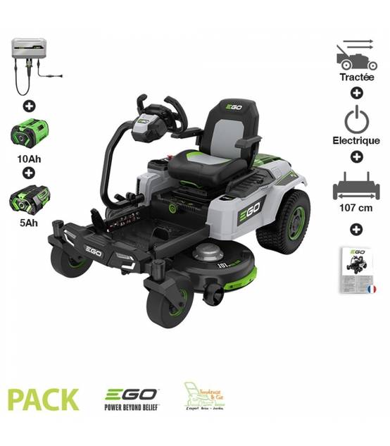 Tondeuse à gazon Zero Turn (avec volant) batterie 15Ah chargeur mural inclus Ego coupe 107 cm ZT4201ES - Image 1