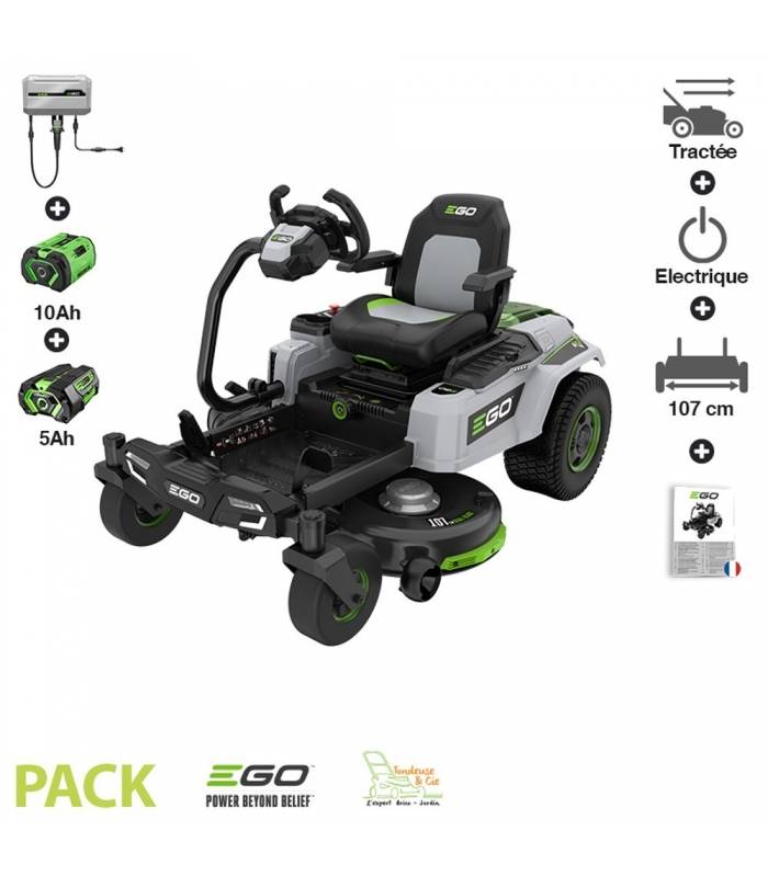 Tondeuse à gazon Zero Turn (avec volant) batterie 15Ah chargeur mural inclus Ego coupe 107 cm ZT4201ES - Image 1