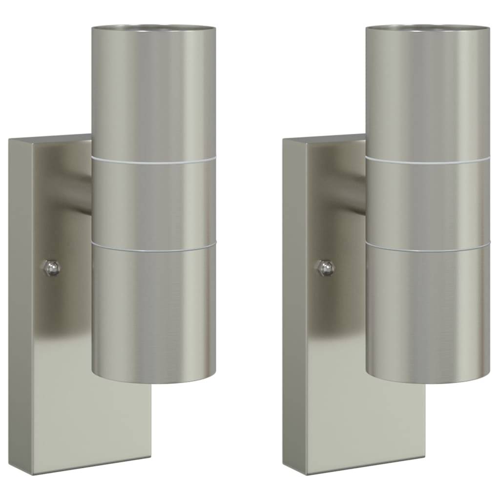2pcs Appliques murales extérieures - Lampes murales extérieures Argent 7 x 10 x 22 cm g18 - Image 1