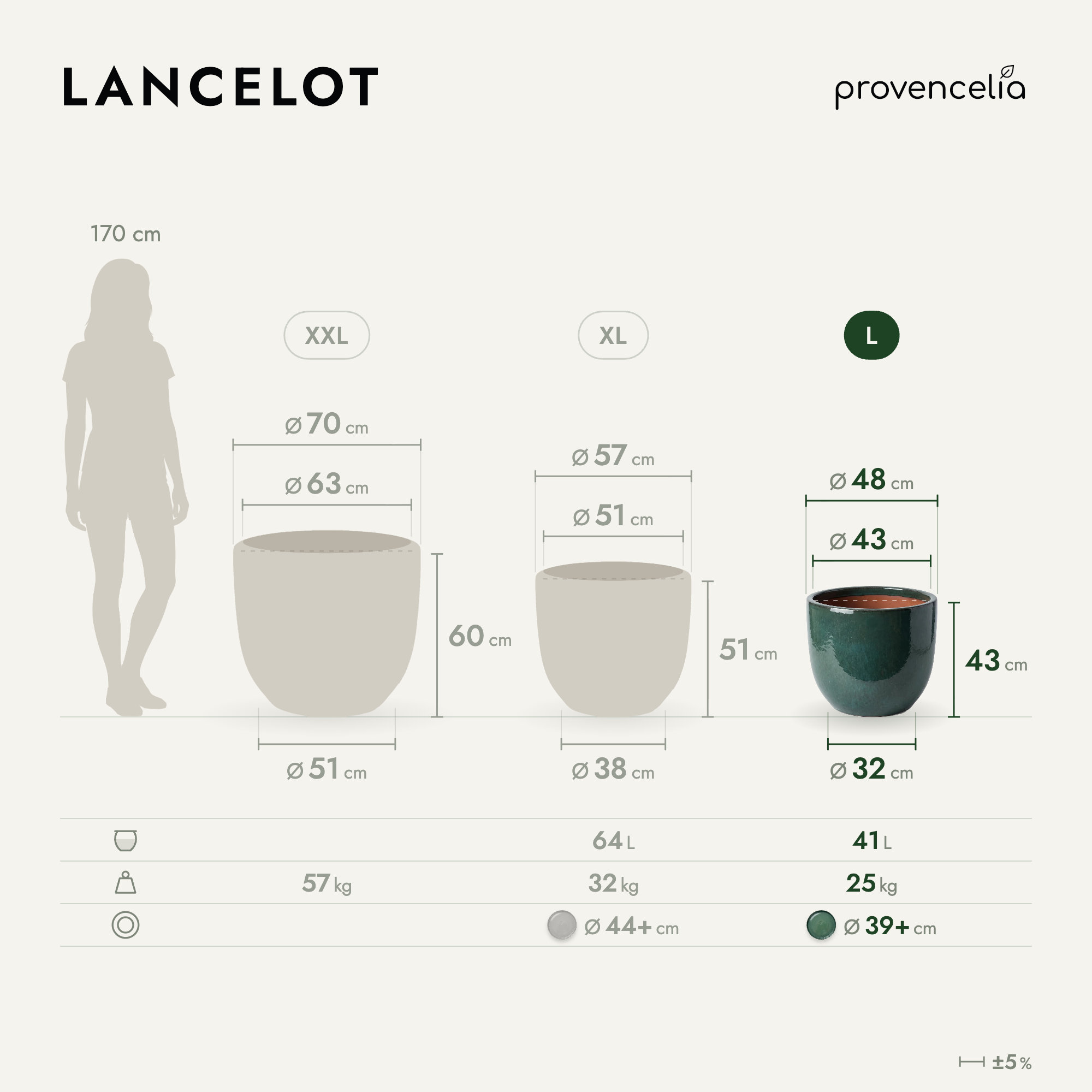 Provencelia - Pot LANCELOT 48x43cm jade - Image 2