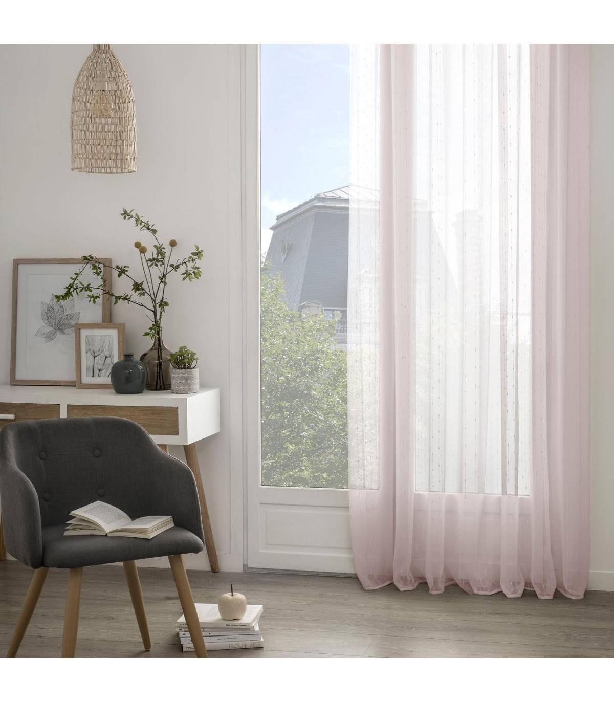 Voilage à œillets Rose avec relief 140 x 240 cm - Image 4