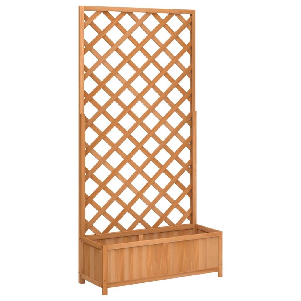 Jardinière avec treillis - Bac à Fleurs - Pot De Fleurs marron bois massif de sapin-JU13978 - Image 1
