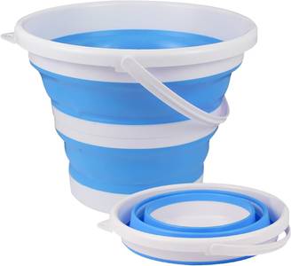 Seau pliable en silicone pour camping,seau en plastique, voyages, lavage de voiture et usage domestique (bleu) (5 litres) -Lytech