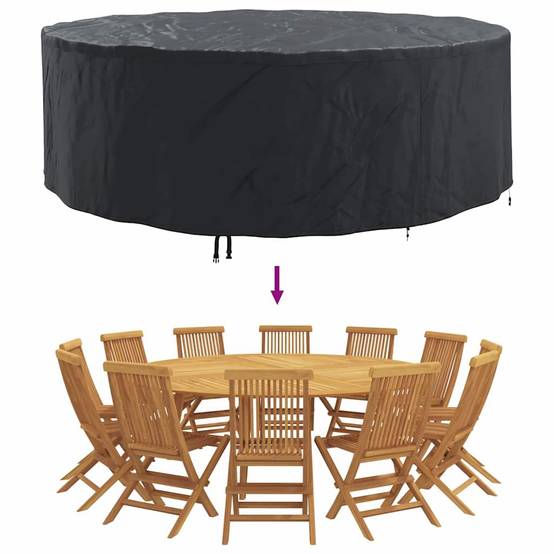 ComfortXL - Bâche de Protection Ovale XXL Tissu Oxford 420D Anti-Pluie et UV pour Salon de Jardin Noir 279x279x85 cm – ComfortXL Outdoor Living - Image 3
