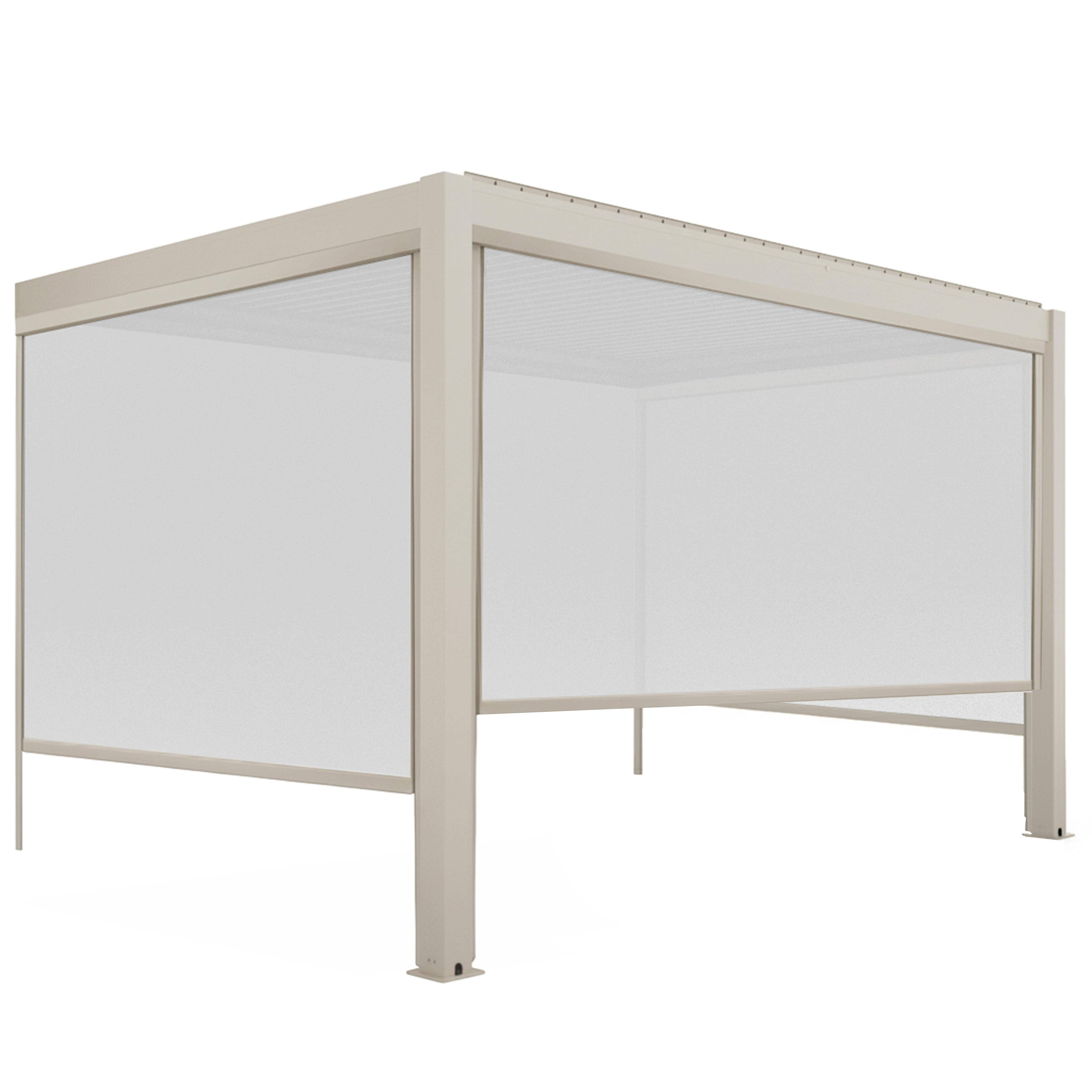 Oviala - Pergola bioclimatique adossée 3x4m et 3 stores bois crème Oia - Oviala - Image 2