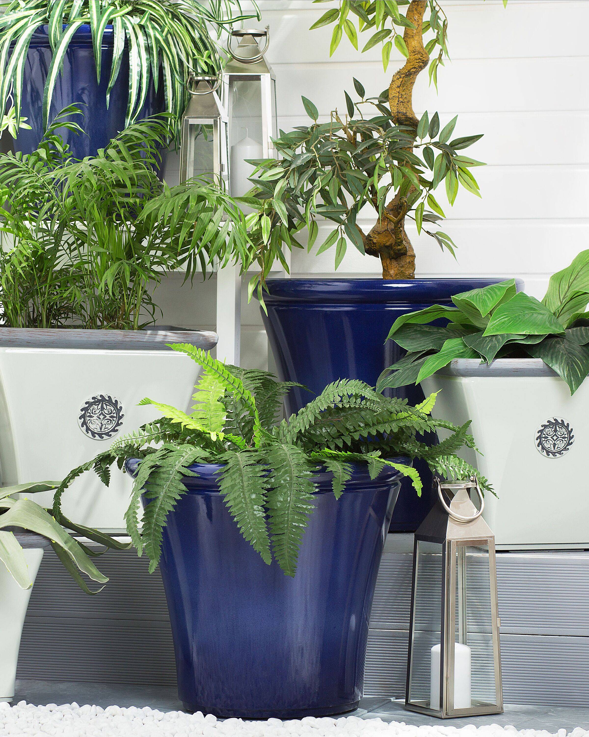 Beliani - Lot de 2 Pot de Fleurs Bleu Marine en Argile et Fibre de Verre ⌀ 50 cm Haut Forme Ronde Moderne pour Jardin Extérieur ou Terrasse Déco - Image 2