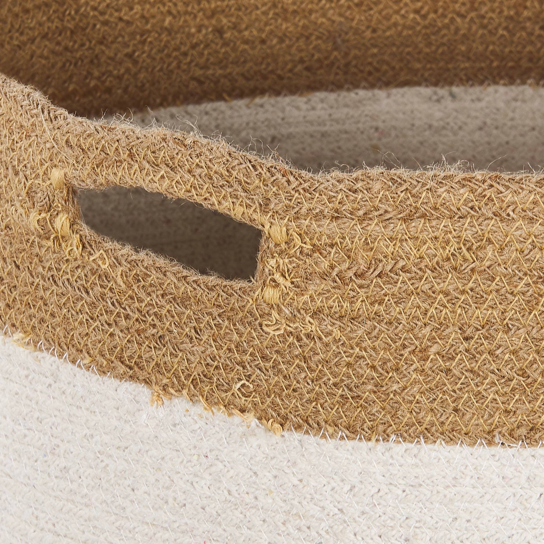 Lot de 2 Paniers de Rangement en Coton Tressée pour le Linge Blanc et Beige Clair Pour Rangement Boho Décoration - Image 6