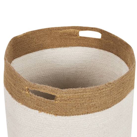 Lot de 2 Paniers de Rangement en Coton Tressée pour le Linge Blanc et Beige Clair Pour Rangement Boho Décoration - Image 5