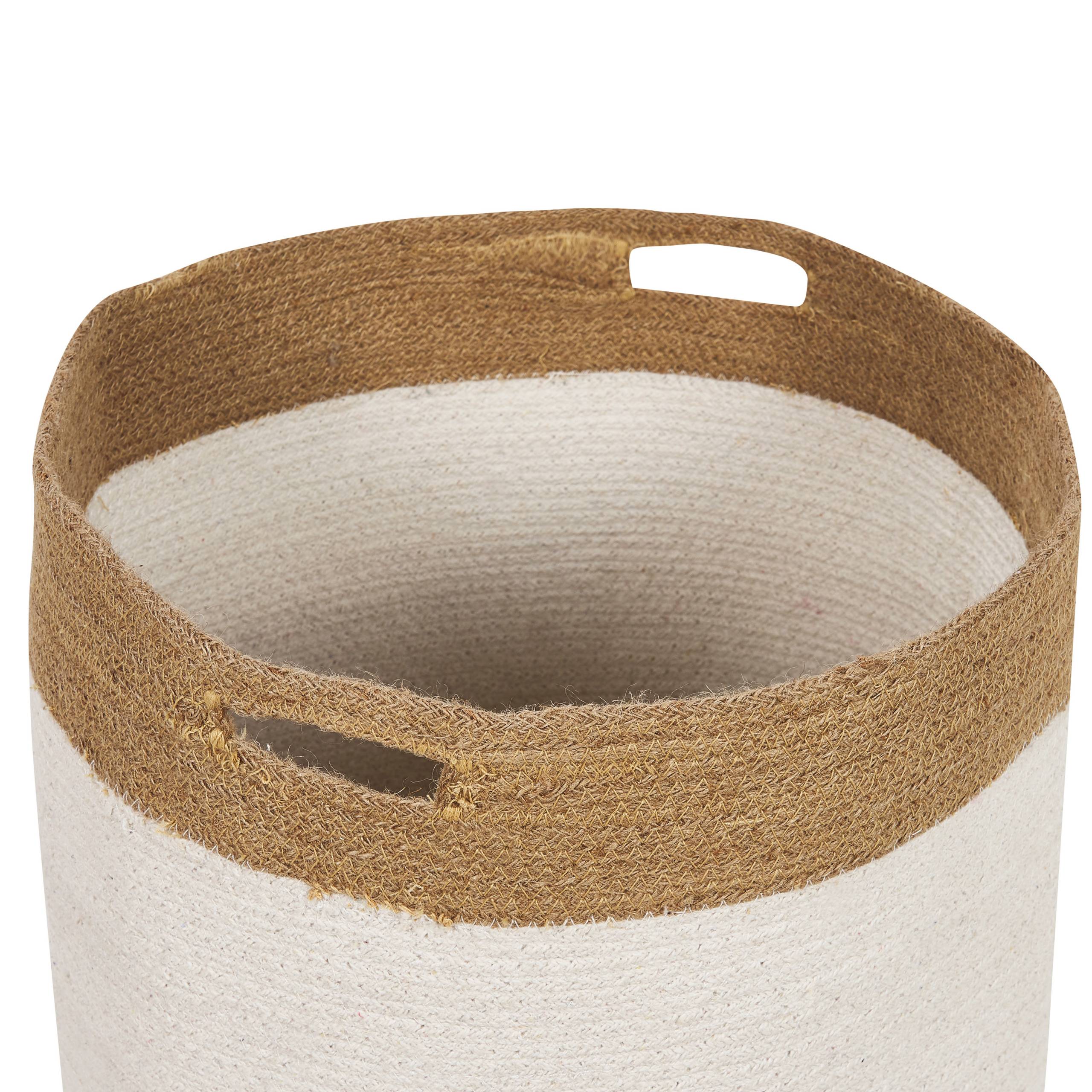 Lot de 2 Paniers de Rangement en Coton Tressée pour le Linge Blanc et Beige Clair Pour Rangement Boho Décoration - Image 5