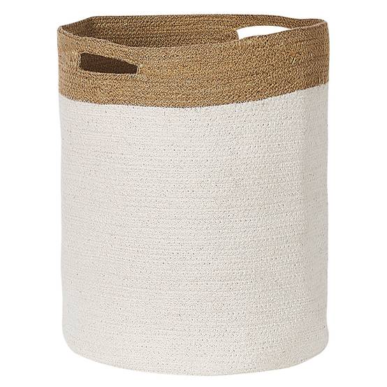 Lot de 2 Paniers de Rangement en Coton Tressée pour le Linge Blanc et Beige Clair Pour Rangement Boho Décoration - Image 4