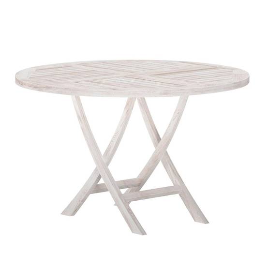 Table de Jardin Ronde "Kenya" 120cm Naturel Blanchi - Image 1