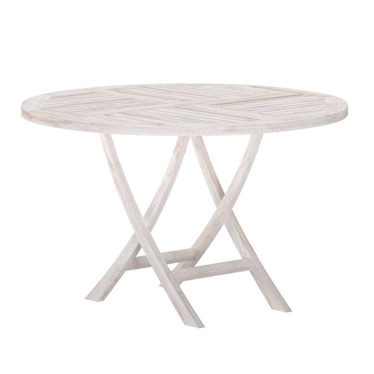 Table de Jardin Ronde "Kenya" 120cm Naturel Blanchi - Image 1