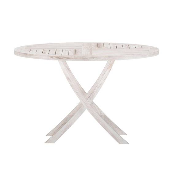 Table de Jardin Ronde "Kenya" 120cm Naturel Blanchi - Image 2