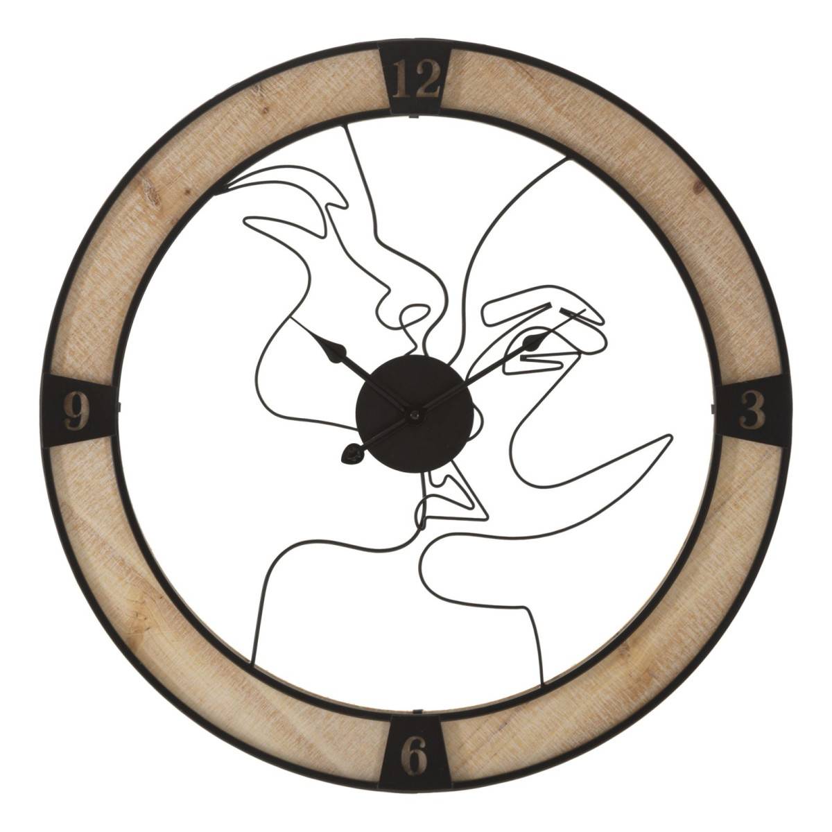 Horloge Murale en Métal "Couple" 60cm Naturel & Noir - Image 1