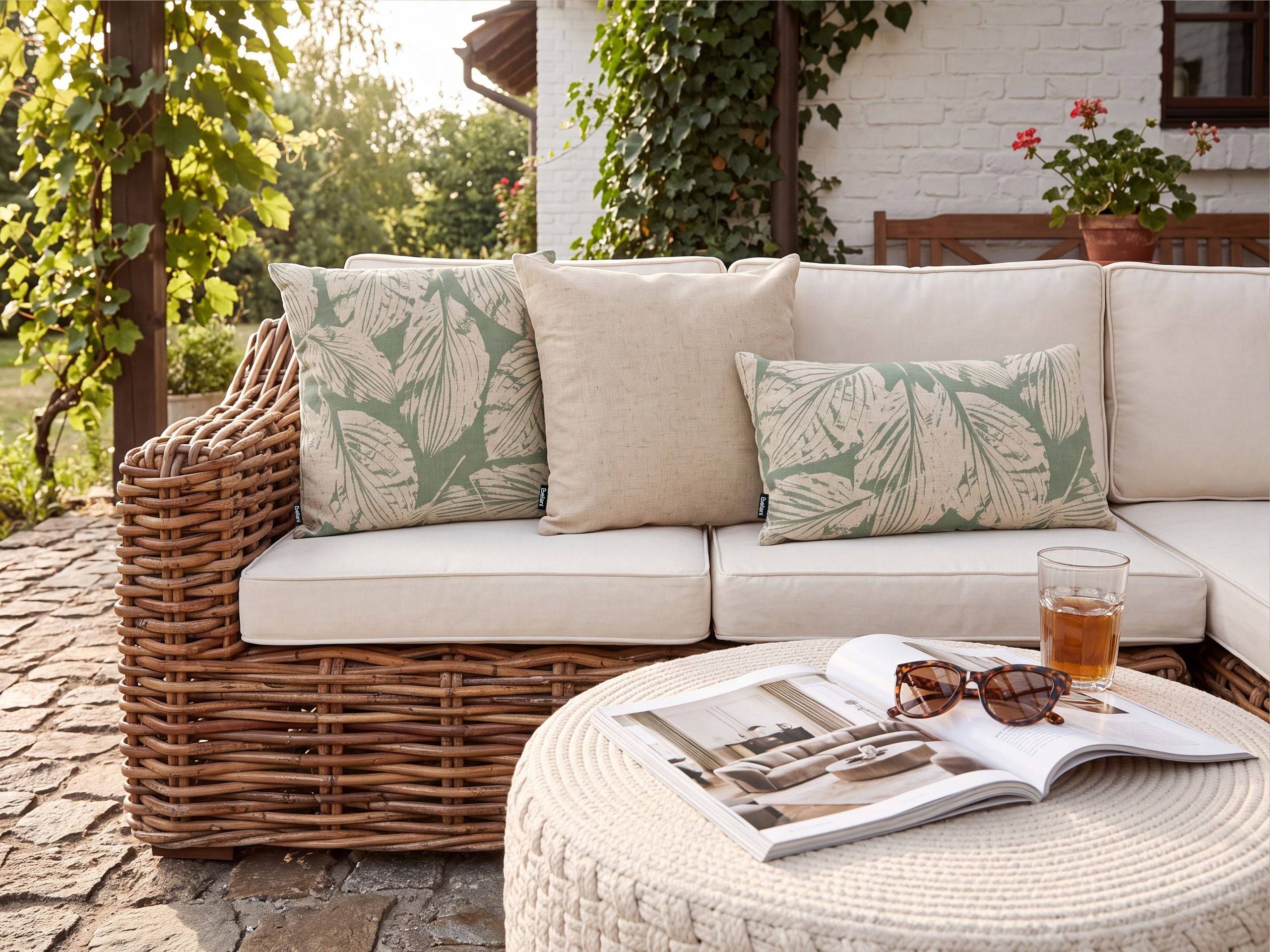 Beliani - Coussin d'extérieur Polyester Beige/vert ARENARIA - 30x50x10- Beliani - Image 1