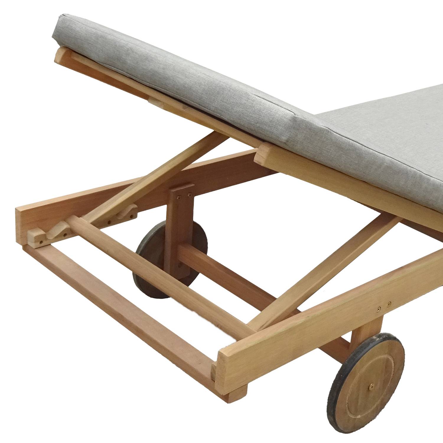 Happy Garden - Bain de soleil pliant en acacia KANAWA - coussin sable - HAPPY GARDEN - Image 6