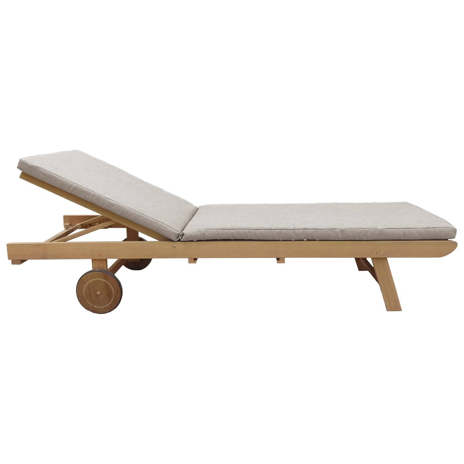 Happy Garden - Bain de soleil pliant en acacia KANAWA - coussin sable - HAPPY GARDEN - Image 5