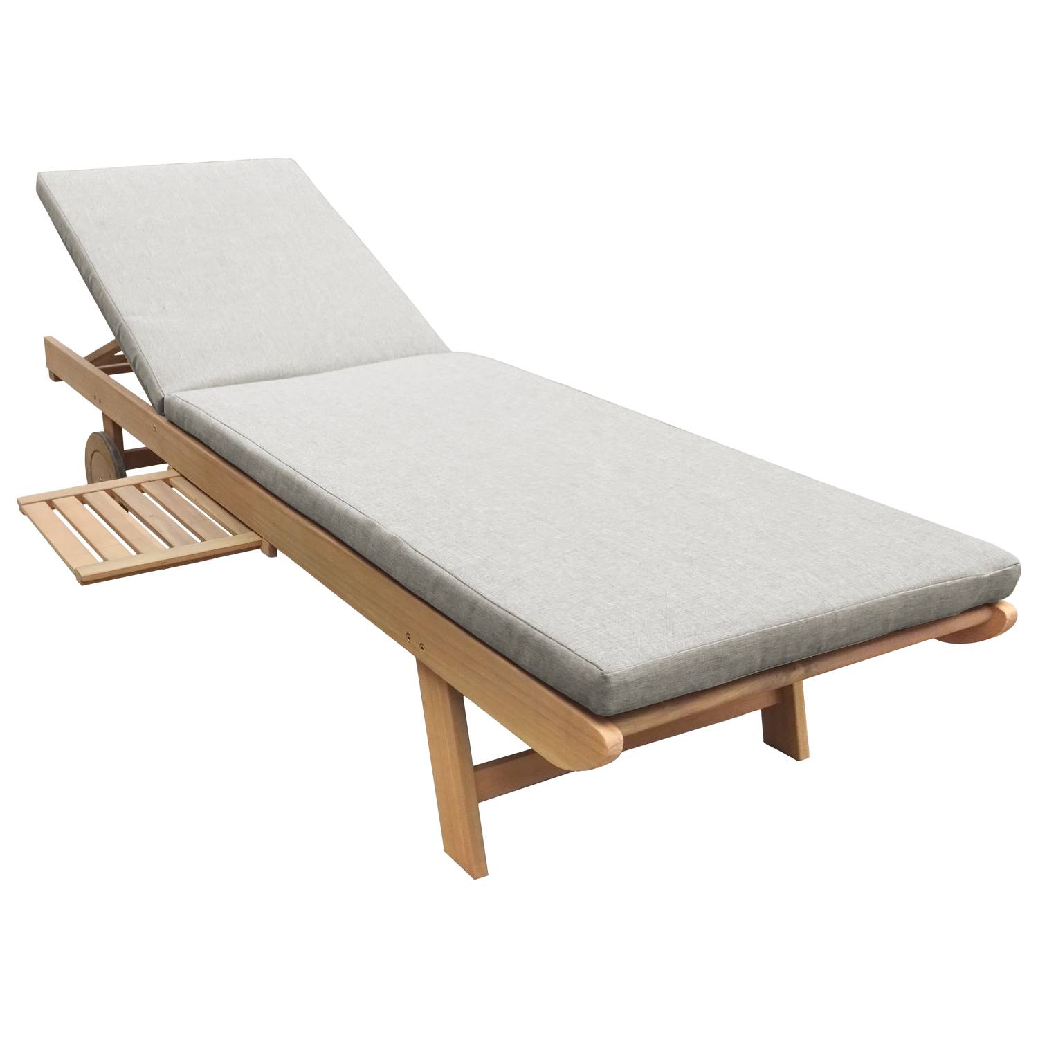 Happy Garden - Bain de soleil pliant en acacia KANAWA - coussin sable - HAPPY GARDEN - Image 1