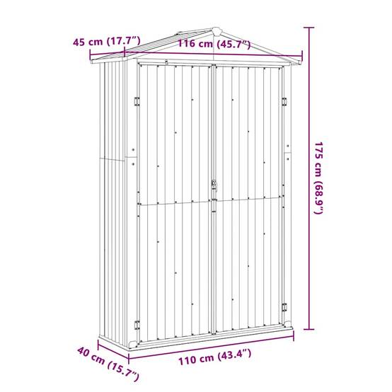 Vidaxl - Abri de jardin Anthracite 116x45x175 cm Acier galvanisé vidaXL 46303 - Image 3