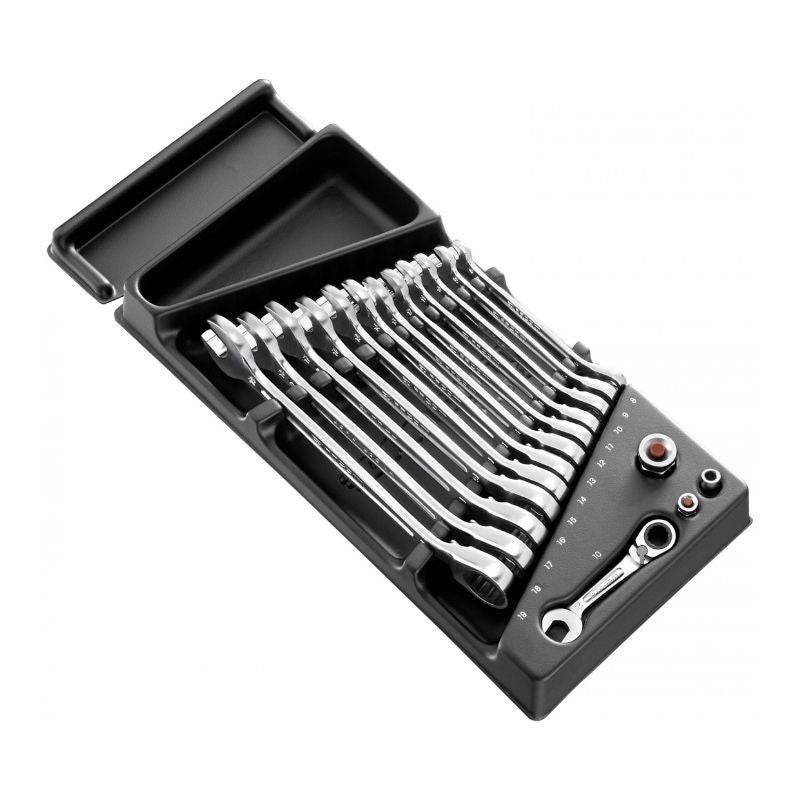 Facom - Module de 13 clés mixtes à cliquet - 8 à 19 mm + adaptateurs FACOM MOD.467BJ13PB Facom