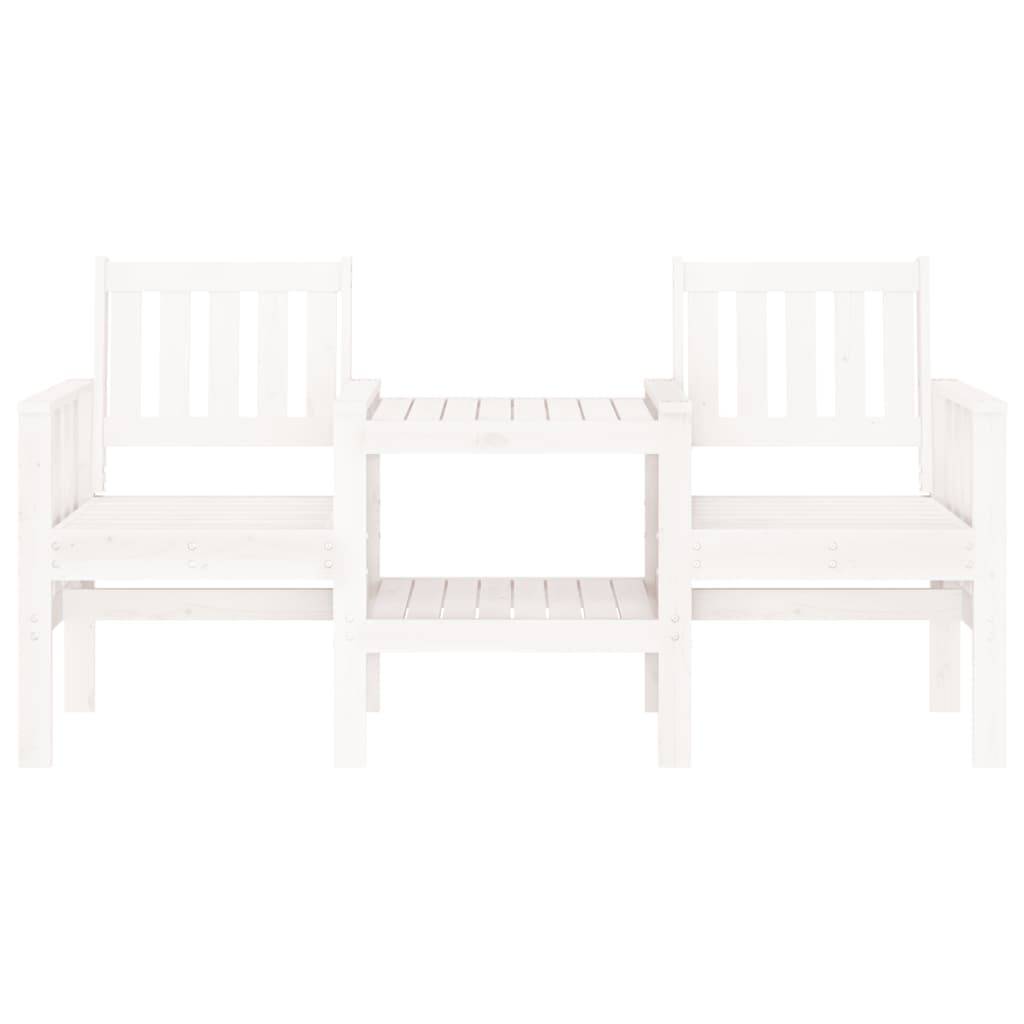 Maison Chic - Banc de jardin - Banc d'extérieur - Banquette avec table 2 places blanc bois massif de pin-JU13972 - Image 3