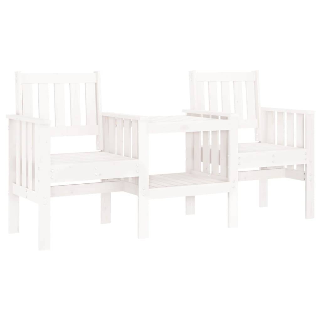 Maison Chic - Banc de jardin - Banc d'extérieur - Banquette avec table 2 places blanc bois massif de pin-JU13972 - Image 1