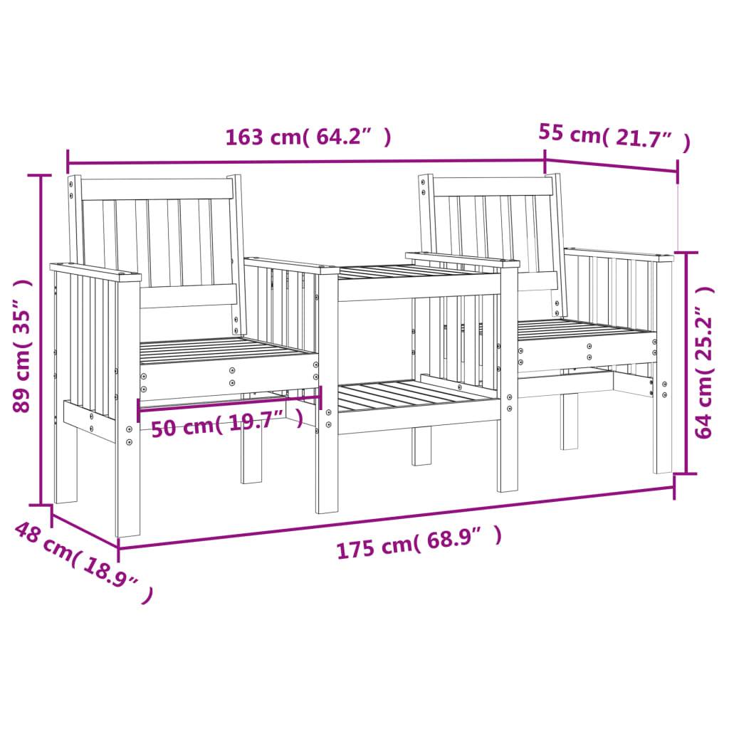 Maison Chic - Banc de jardin - Banc d'extérieur - Banquette avec table 2 places blanc bois massif de pin-JU13972 - Image 8