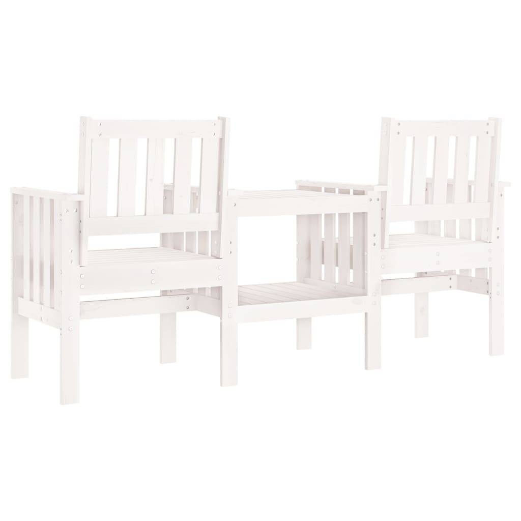 Maison Chic - Banc de jardin - Banc d'extérieur - Banquette avec table 2 places blanc bois massif de pin-JU13972 - Image 5