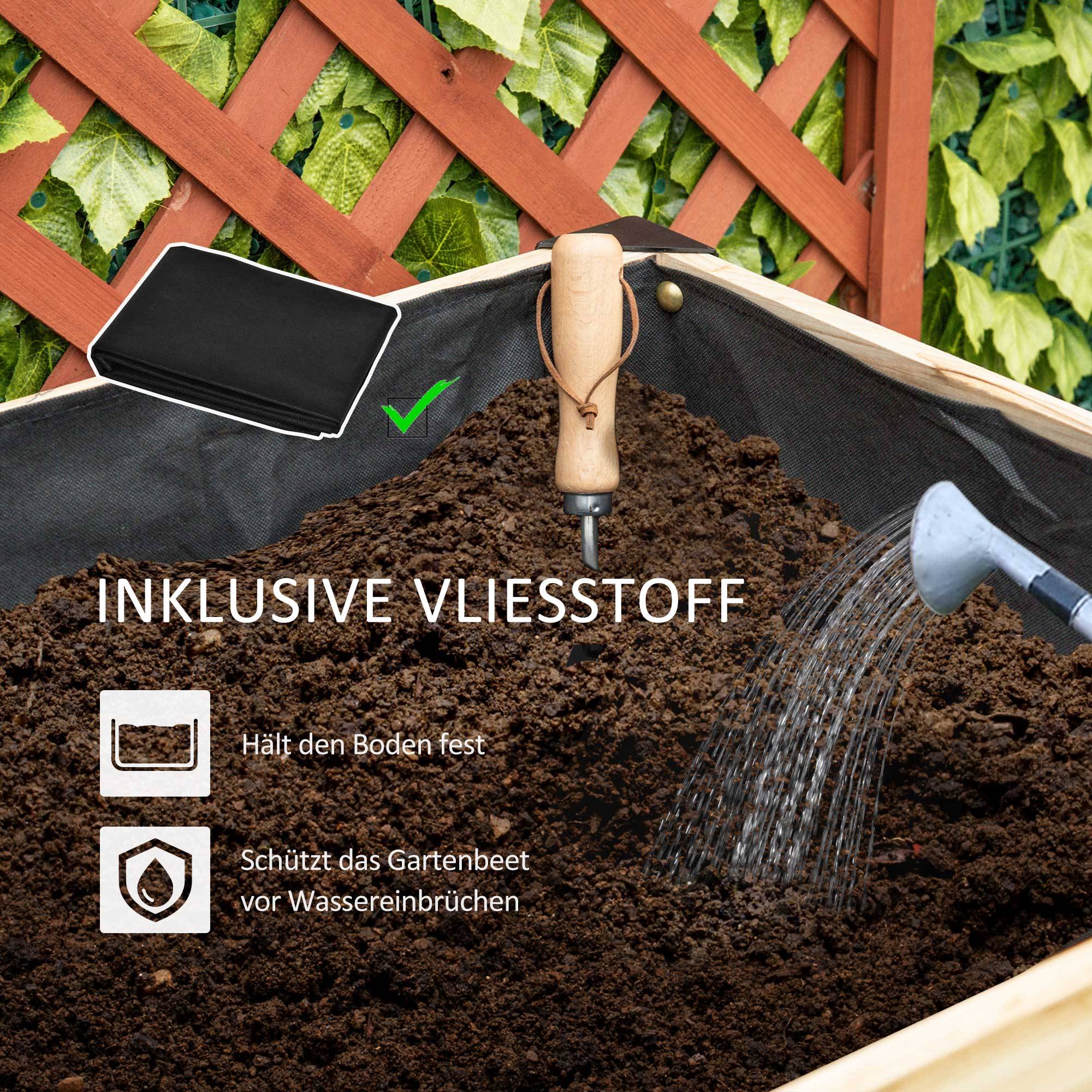 Carré potager sur pied bois et acier jardin balcon culture ergonomique 120x60x74cm noir - ComfortXL Outdoor Living - Image 5