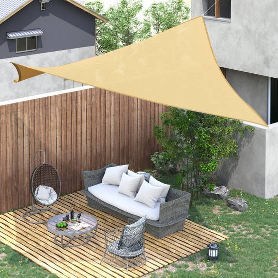 Voile d'ombrage Voile solaire - rectangulaire 3x3 m HDPE anti-UV Avec sac de rangement - sable fr225 - Image 3