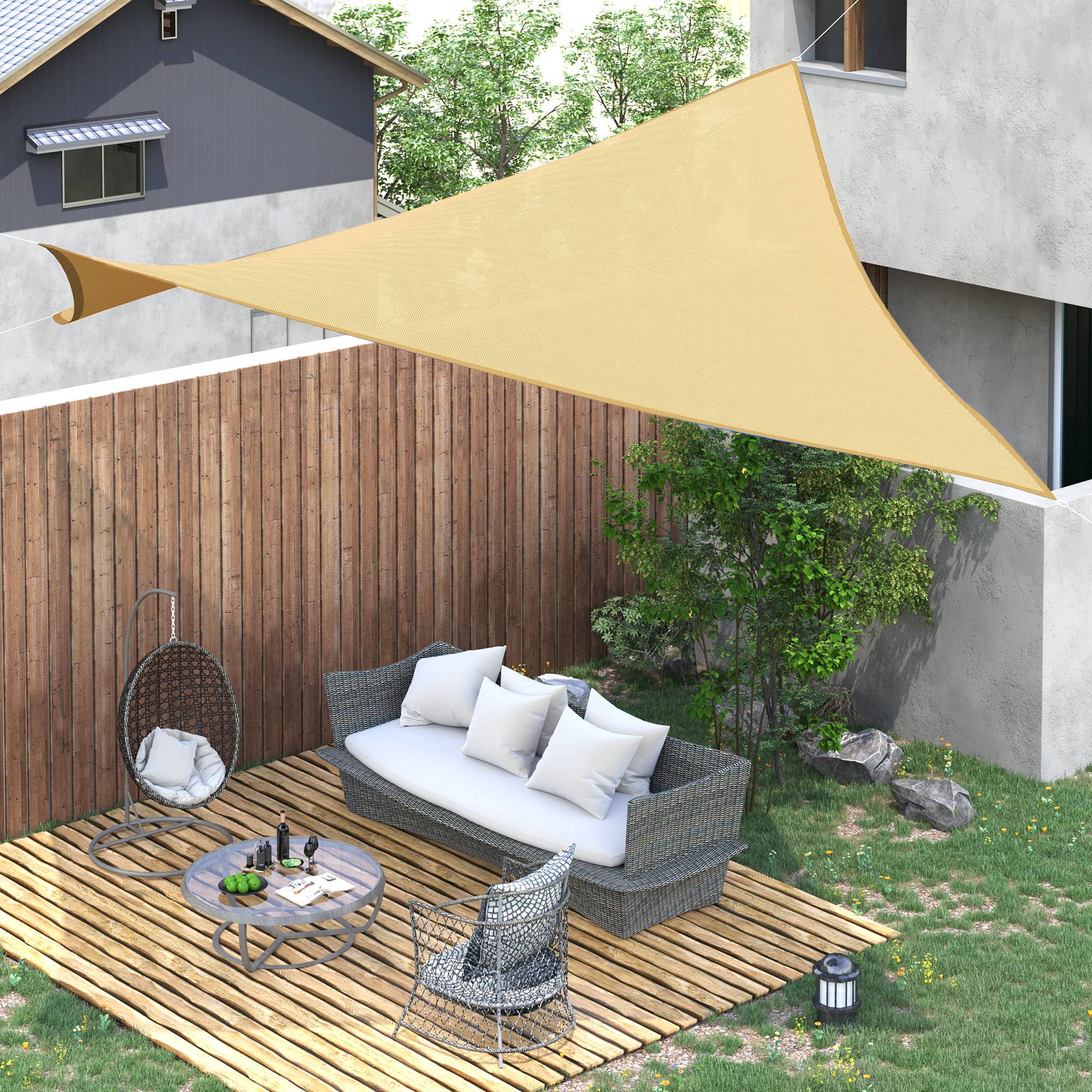 Voile d'ombrage Voile solaire - rectangulaire 3x3 m HDPE anti-UV Avec sac de rangement - sable fr225 - Image 3