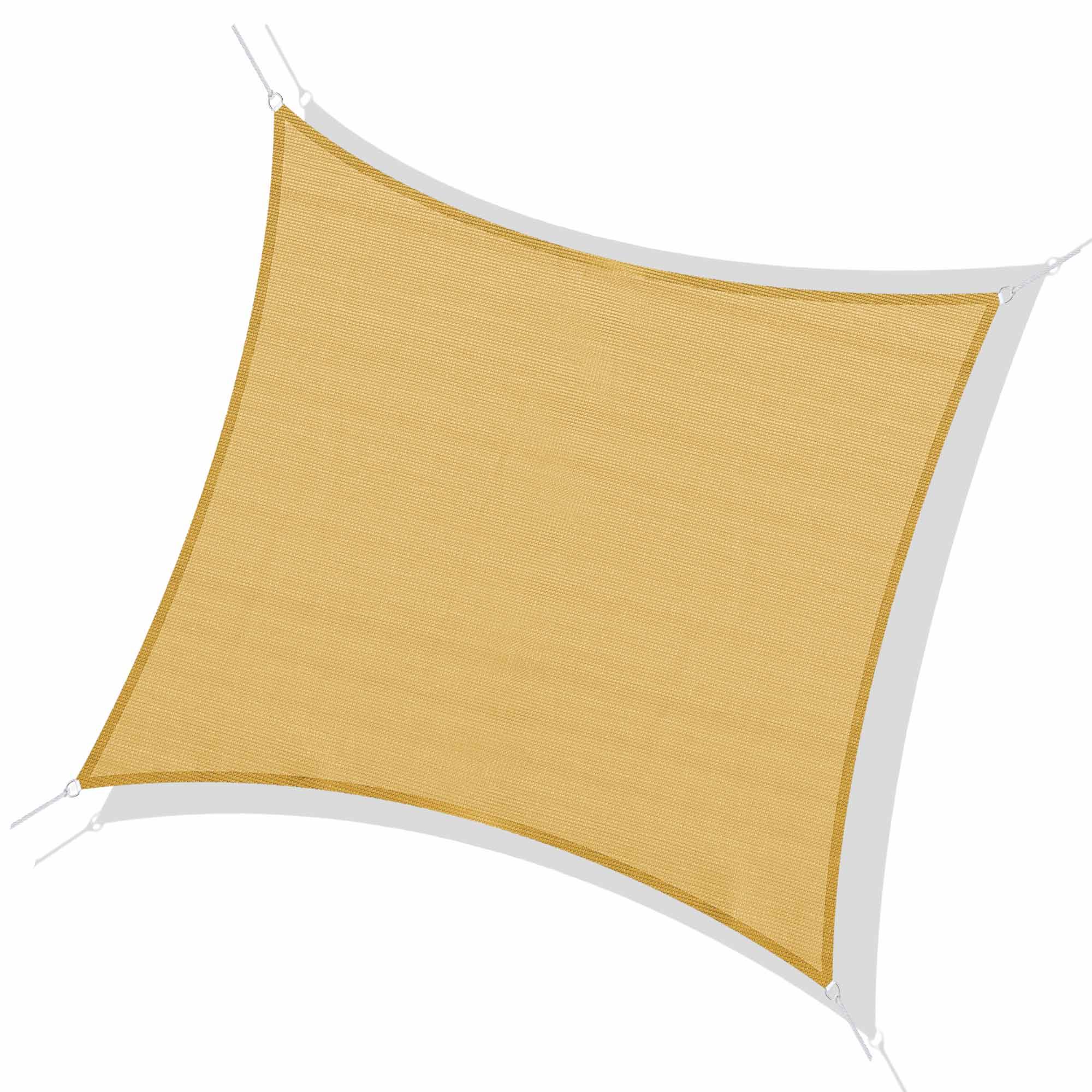 Voile d'ombrage Voile solaire - rectangulaire 3x3 m HDPE anti-UV Avec sac de rangement - sable fr225 - Image 2