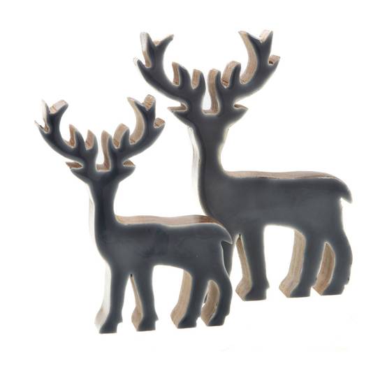 Amadeus - Set de 2 rennes gris 12 cm - Image 1