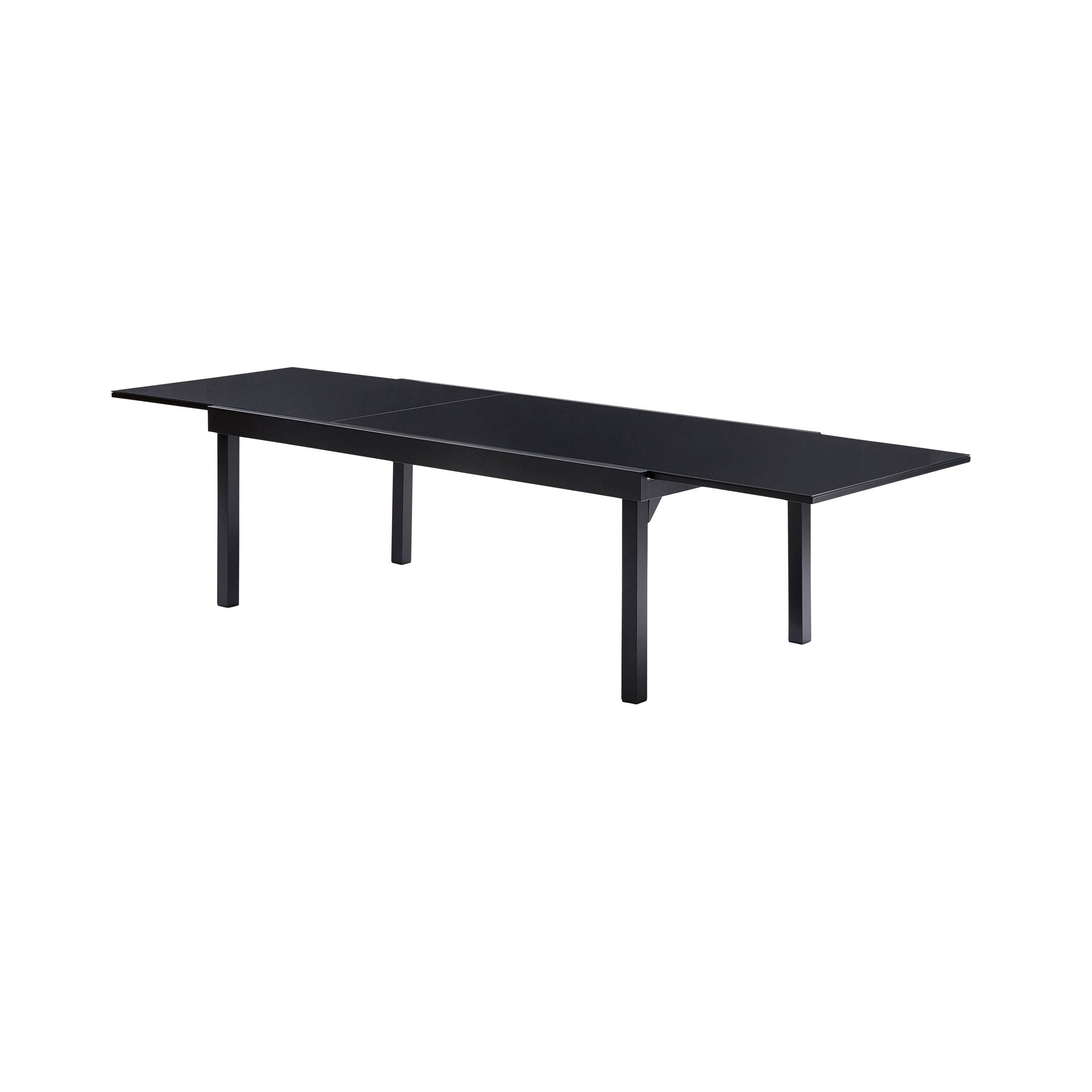 Wilsa Garden - Table Modulo 8/12 personnes structure en aluminium noire, plateau en verre noir - Image 3
