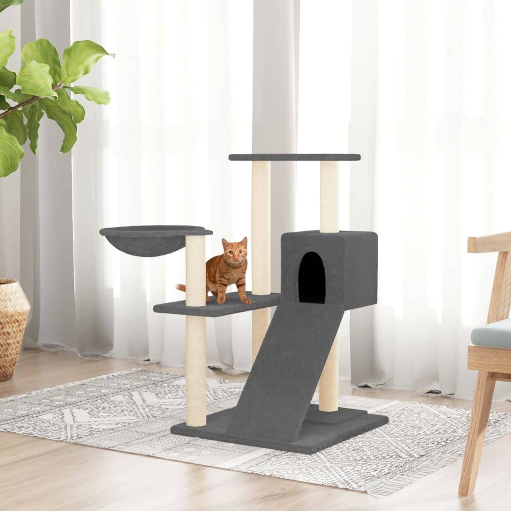 Arbre à chat design avec niche hamac et griffoirs sisal Gris foncé – ComfortXL Pet Living - Image 1