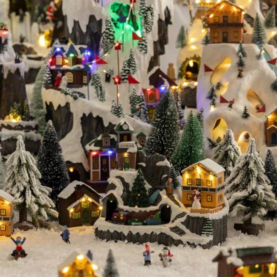Village lumineux chalet de montagne et ski 8 LED l.23cm musical FEERIC LIGHTS & CHRISTMAS - Image 2