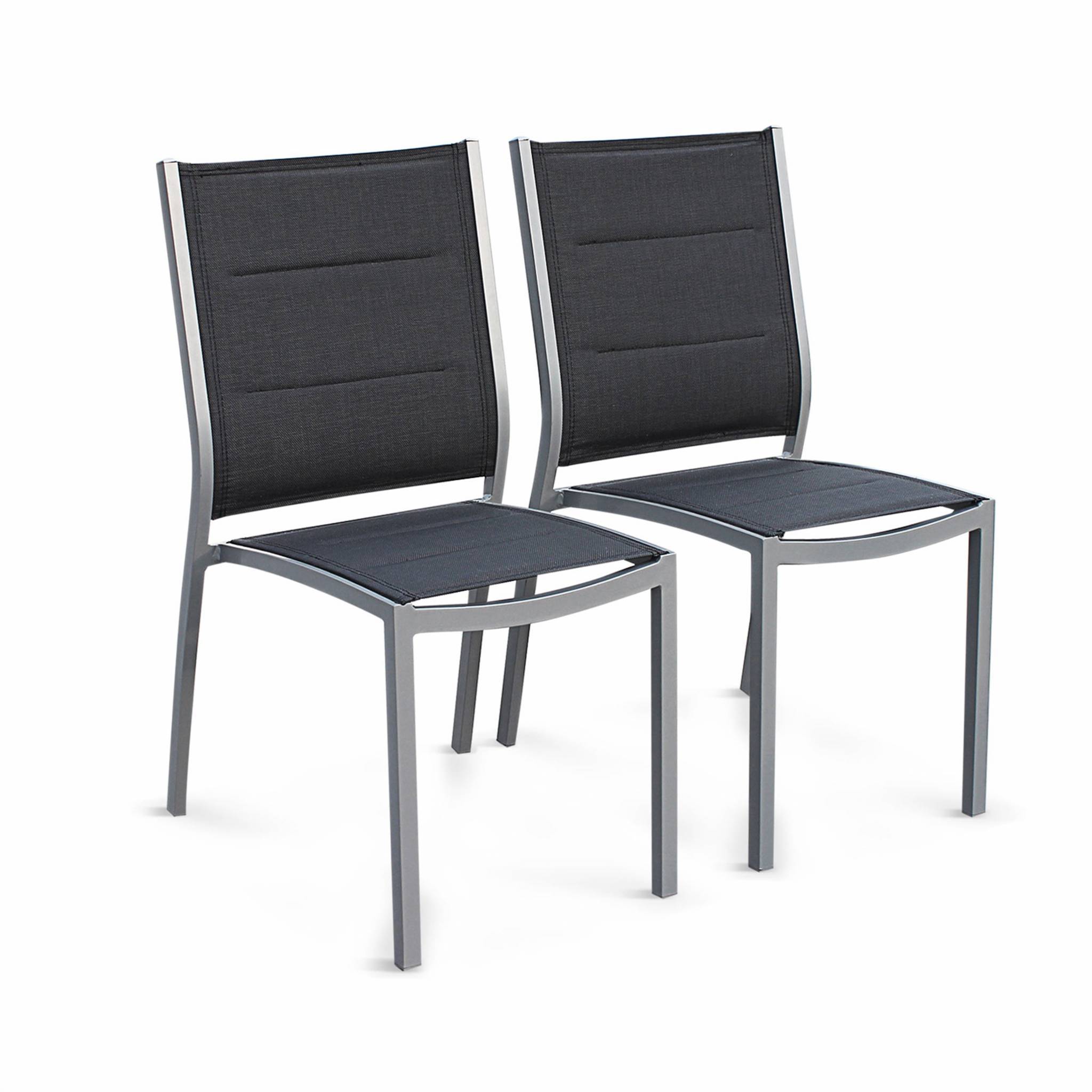 sweeek - Lot de 2 chaises - Chicago / Odenton - Aluminium et textilène gris | sweeek - Image 2