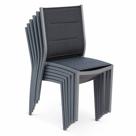 sweeek - Lot de 2 chaises - Chicago / Odenton - Aluminium et textilène gris | sweeek - Image 4