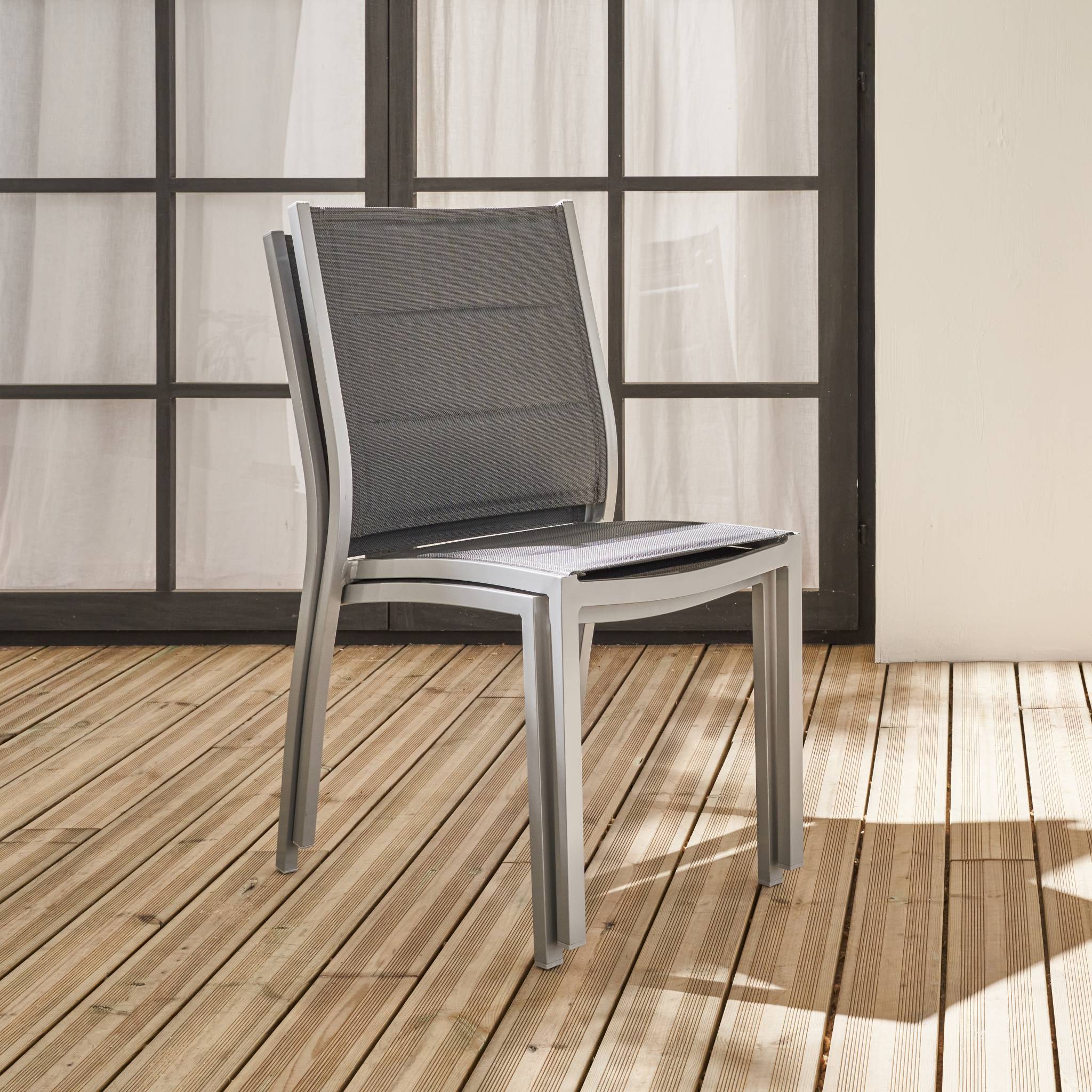sweeek - Lot de 2 chaises - Chicago / Odenton - Aluminium et textilène gris | sweeek - Image 3