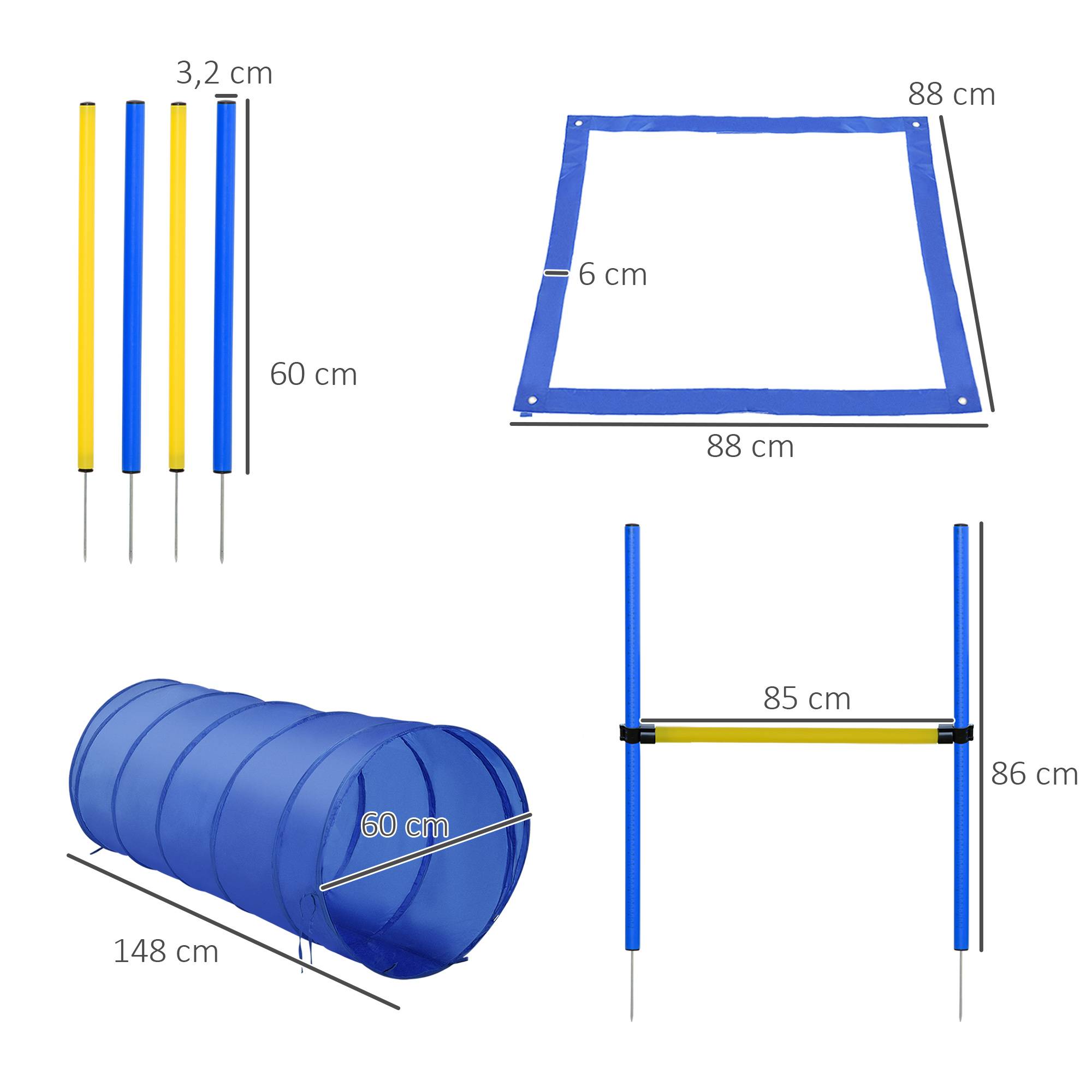 ComfortXL - Parcours agilité chien polyester bleu tunnel haie slalom réglable avec sacs - ComfortXL Outdoor Living - Image 5