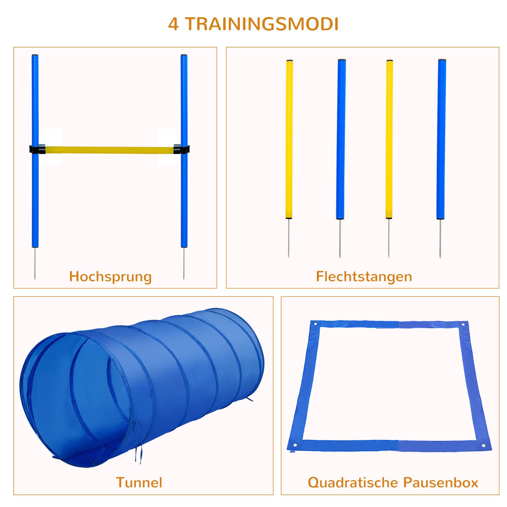 ComfortXL - Parcours agilité chien polyester bleu tunnel haie slalom réglable avec sacs - ComfortXL Outdoor Living - Image 6