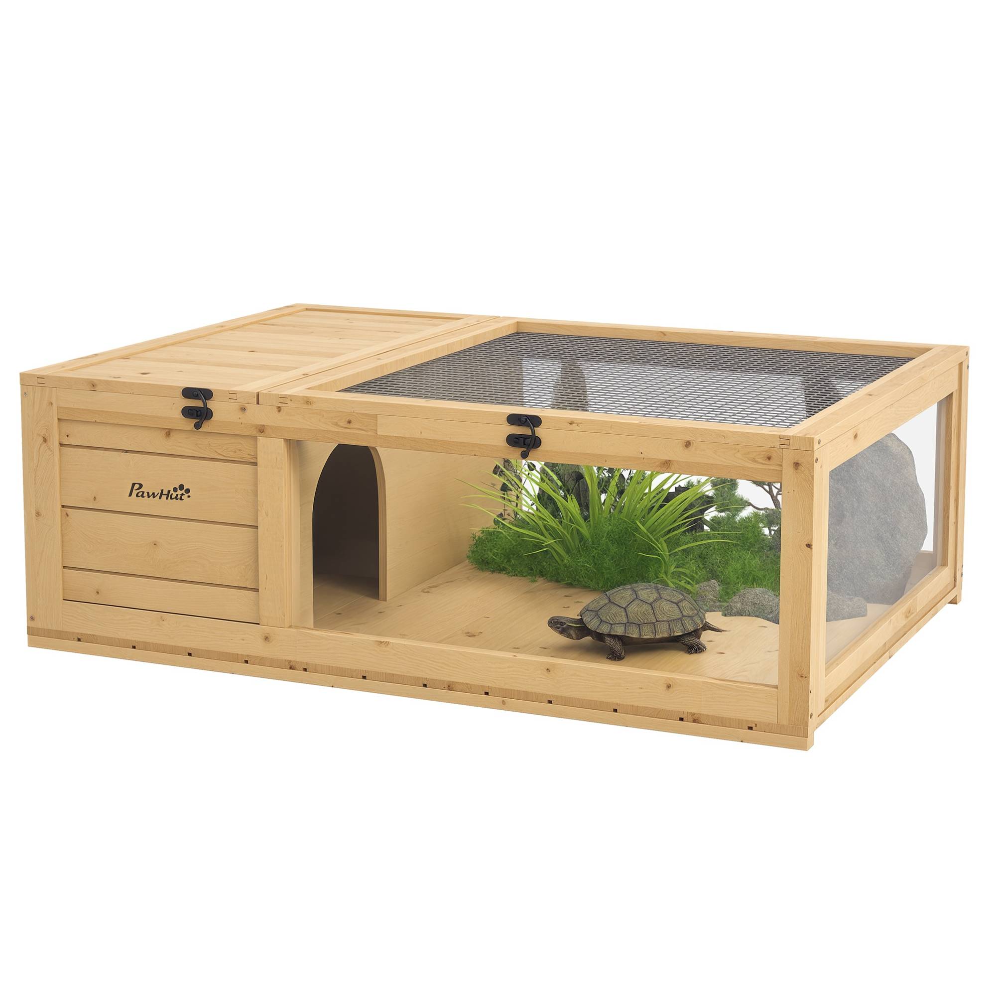 ComfortXL - Enclos tortue bois de sapin 91 x 60,5 x 32 cm naturel intérieur extérieur ventilé - ComfortXL Outdoor Living - Image 1
