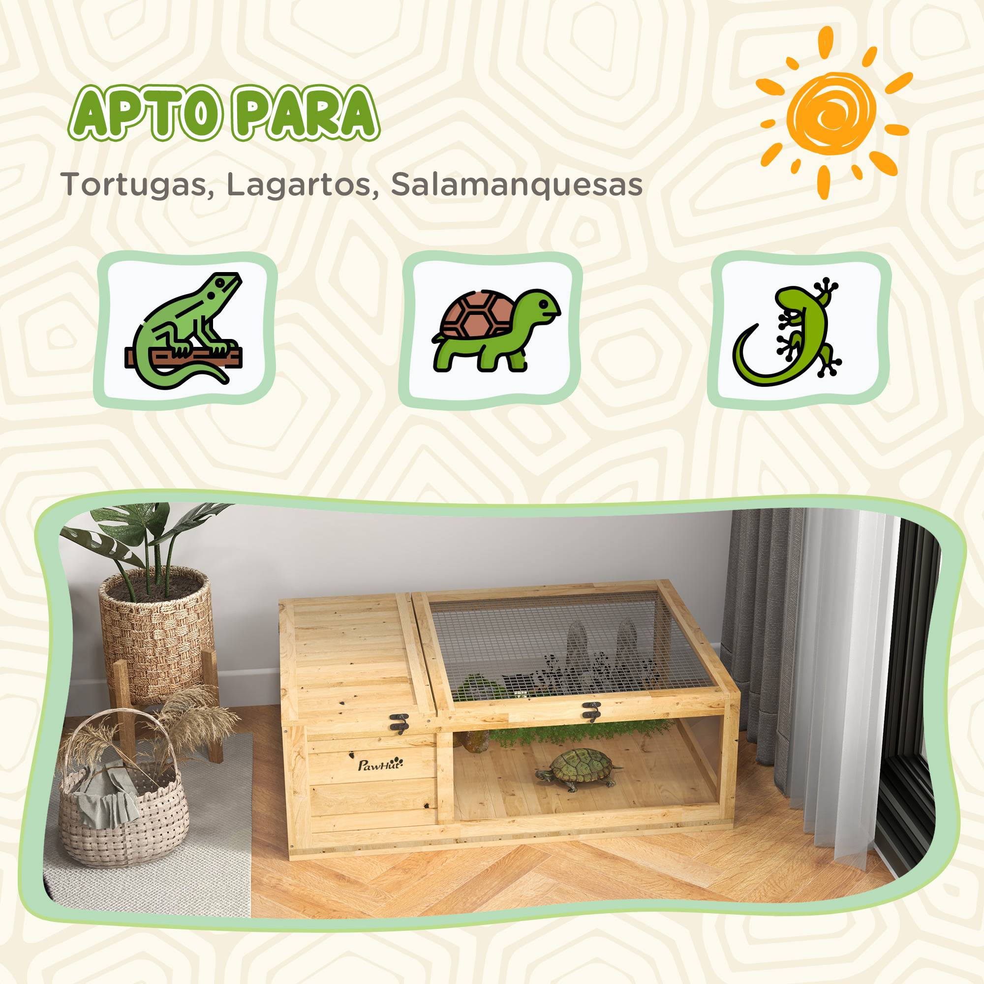 ComfortXL - Enclos tortue bois de sapin 91 x 60,5 x 32 cm naturel intérieur extérieur ventilé - ComfortXL Outdoor Living - Image 9